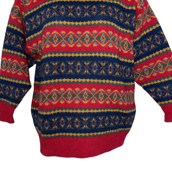 Rare Laura Ashley Vintage 80's Wool Great Britain Christmas Holiday Sweater O/S - Picture 3 of 9